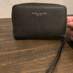 Marc Jacobs black leather wristlet
